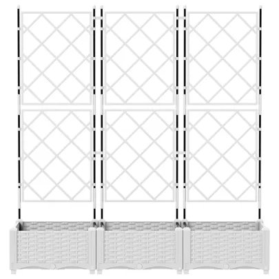 Ghiveci Grădină cu Spalier Alb - Plantator Exterior/Interior