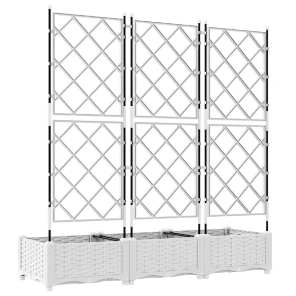 Ghiveci Grădină cu Spalier Alb - Plantator Exterior/Interior