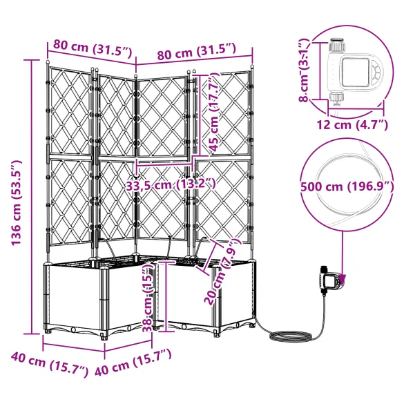 Jardiniere cu Sistem Irigare 3 buc - Gri Deschis | Livrare Gratuită