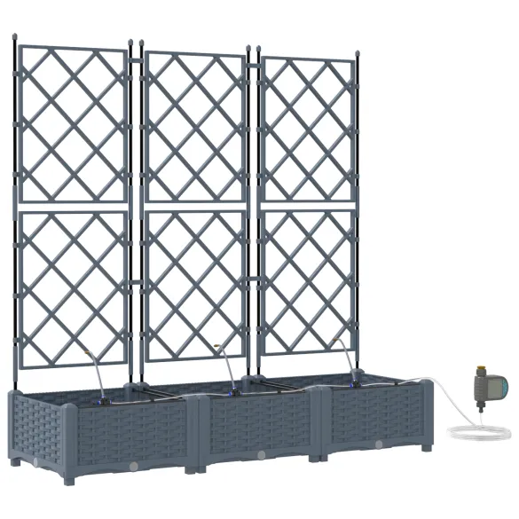 Jardiniere cu Sistem Irigație 3 Piese Gri - Livrare Gratuită