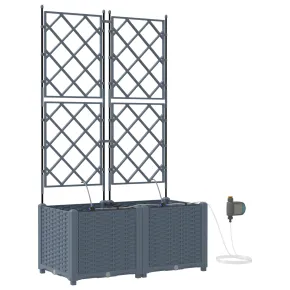 Sistem Irigare Plante Grădină - 2 Ghivece Gri cu Sustinere 2