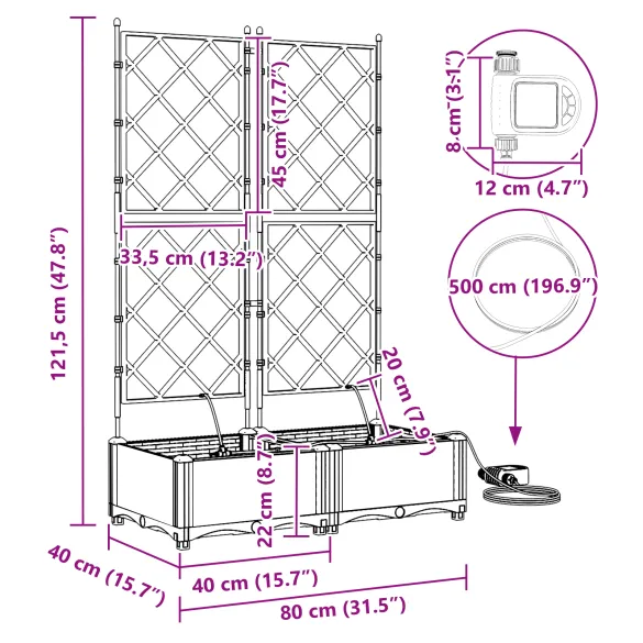Jardiniere Auto-irigare Grădină Balcon 2 Piese