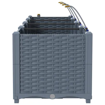 Ghivece Grădină cu Sistem Irigație - 4 bucăți Gri