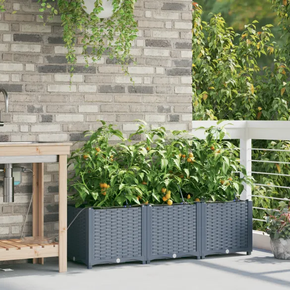 Ghivece Auto-Irigare 3 Bucăți Gri - Livrare Gratuită