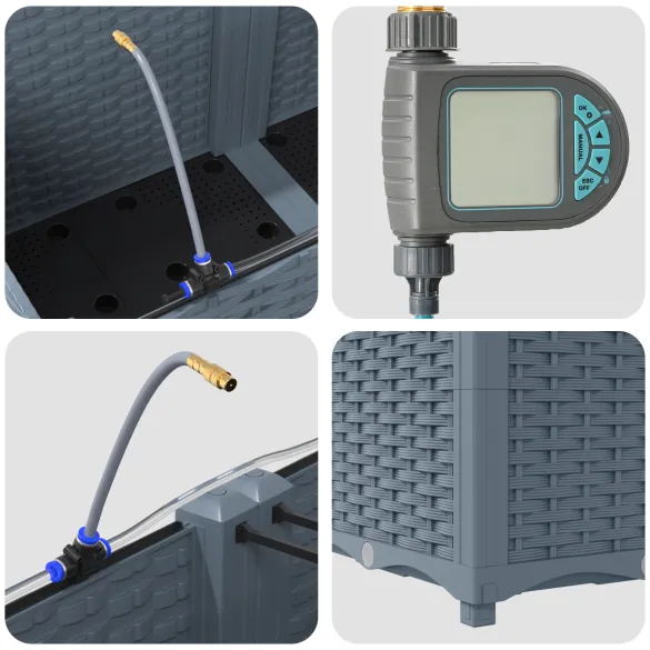 Ghivece Auto-Irigare 3 Bucăți Gri - Livrare Gratuită