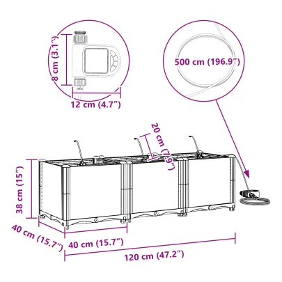 Ghivece Auto-Irigare 3 Bucăți Gri - Livrare Gratuită