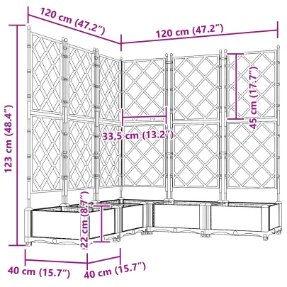 Ghiveci Grădină cu Pergolă 5 Piese Gri 120x120x125.5 cm
