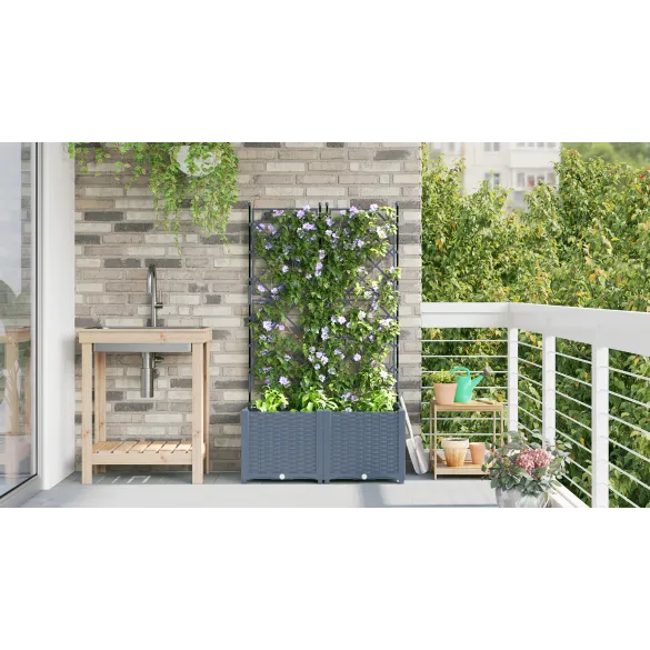 Ghiveci Grădină cu Trellis Gri | Livrare Gratuită