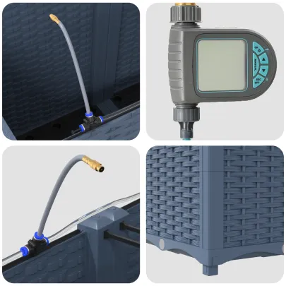 Jardiniere Auto-Irigare Gri | 4 Ghivece Rezistente