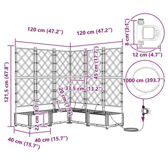 Jardiniere cu Irigație Auto - 5 Bucăți, Gri | Livrare Gratuită