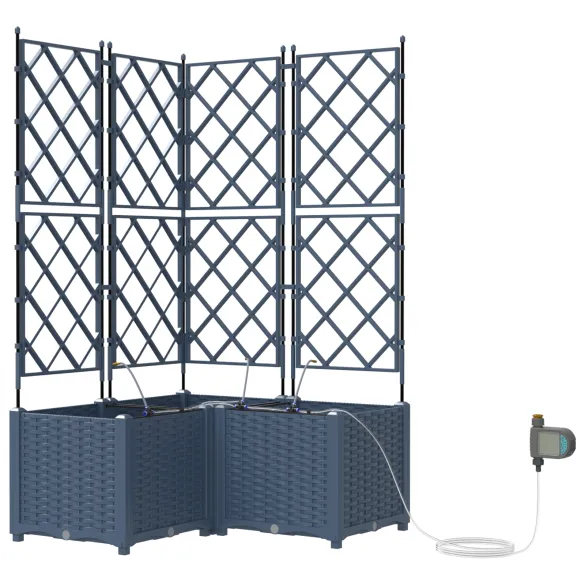 Jardiniere cu Sistem Irigare 3 piese Gri - Livrare Gratuita