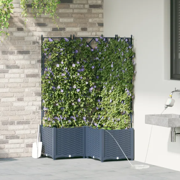 Jardiniere cu Sistem Irigare 3 piese Gri - Livrare Gratuita