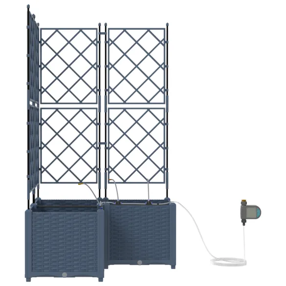 Jardiniere cu Sistem Irigare 3 piese Gri - Livrare Gratuita