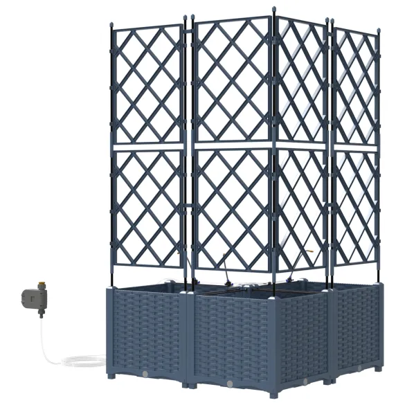 Jardiniere cu Sistem Irigare 3 piese Gri - Livrare Gratuita