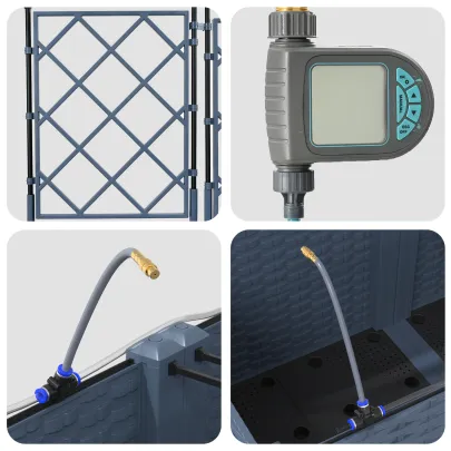 Jardiniere cu Sistem Irigare 3 piese Gri - Livrare Gratuita