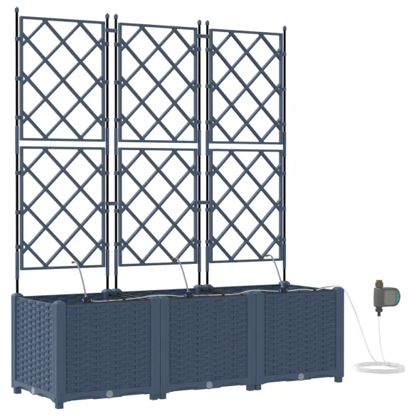 Ghivece Grădină cu Sistem Irigație 3 bucăți Gri | Livrare Gratuită