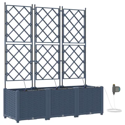 Ghivece Grădină cu Sistem Irigație 3 bucăți Gri | Livrare Gratuită