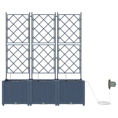 Ghivece Grădină cu Sistem Irigație 3 bucăți Gri | Livrare Gratuită