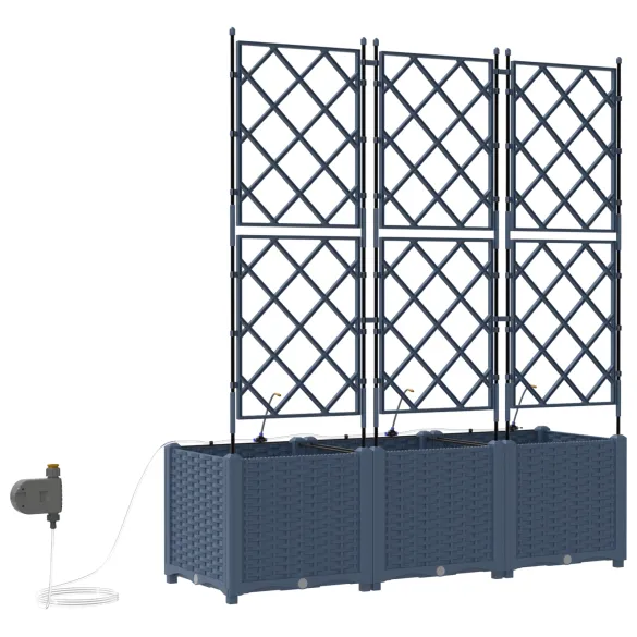 Ghivece Grădină cu Sistem Irigație 3 bucăți Gri | Livrare Gratuită