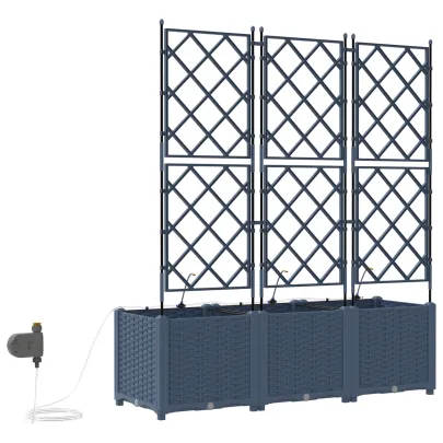 Ghivece Grădină cu Sistem Irigație 3 bucăți Gri | Livrare Gratuită