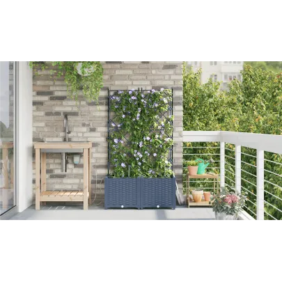 Jardiniere cu Sistem Irigare Automată 2 buc - Gri