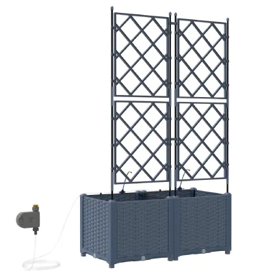 Jardiniere cu Sistem Irigare Automată 2 buc - Gri