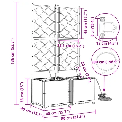 Jardiniere cu Sistem Irigare Automată 2 buc - Gri