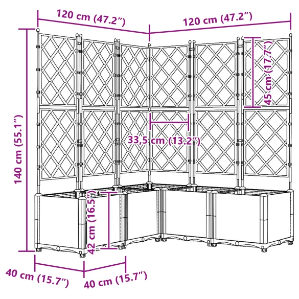 Jardinieră cu Spalier Gri 120x120x143 cm - Grădinărit Vertical