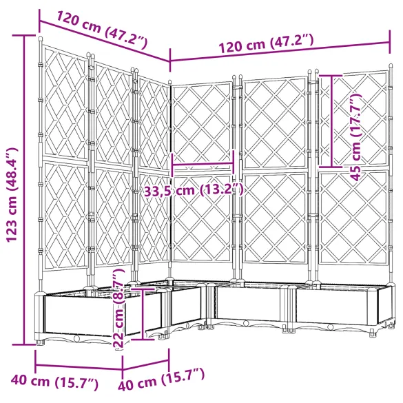 Ghiveci Grădină cu Grilaj Gri 120x120x125.5 cm | VidaXL