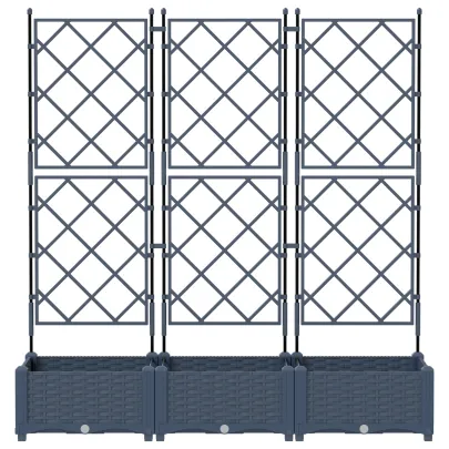 Ghiveci Grădină cu Trellis 3 pcs Gri - Livrare Gratuită