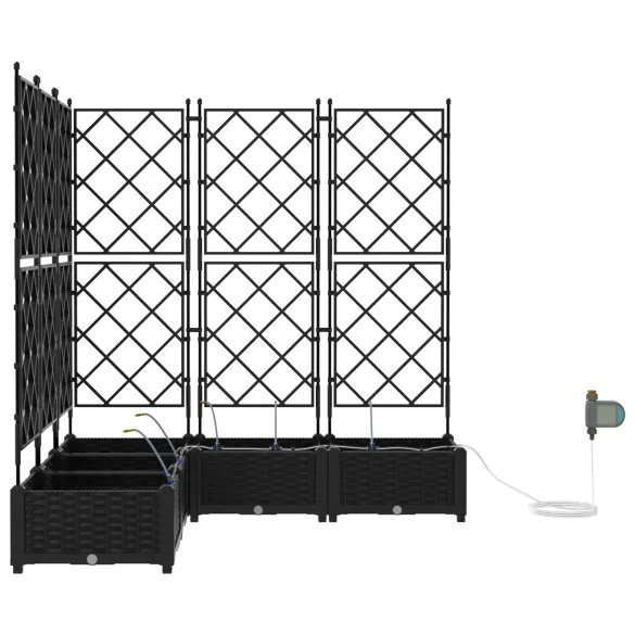 Set Ghivece Grădină cu Irigare 5 piese Negru | Livrare Gratuită