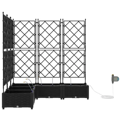 Set Ghivece Grădină cu Irigare 5 piese Negru | Livrare Gratuită