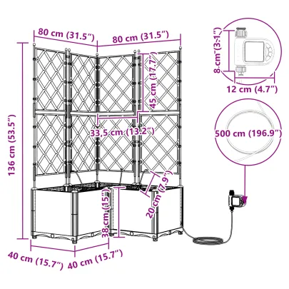 Jardiniere cu Irigare Automata 3 buc - Negru | Livrare Gratuita