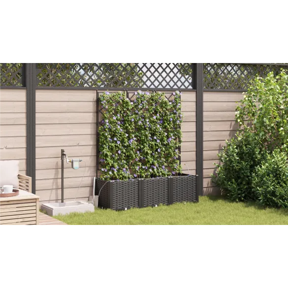 Set Jardiniere Grădină cu Irigare Automată 3 pcs