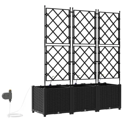 Set Jardiniere Grădină cu Irigare Automată 3 pcs