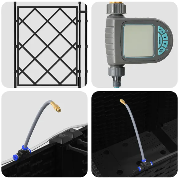 Set Jardiniere Grădină cu Irigare Automată 3 pcs