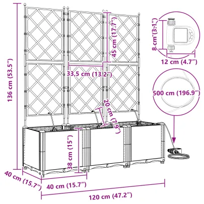 Set Jardiniere Grădină cu Irigare Automată 3 pcs