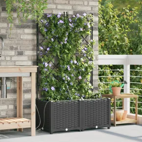 Jardiniere cu Sistem Irigare Automată - 2 bucăți Negru