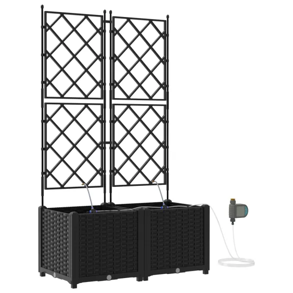 Jardiniere cu Sistem Irigare Automată - 2 bucăți Negru