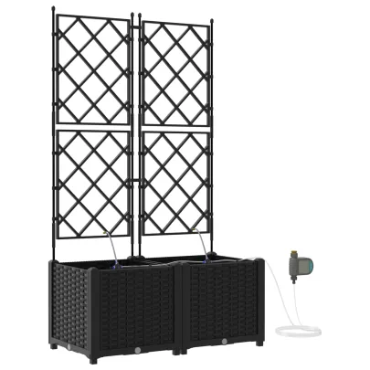 Jardiniere cu Sistem Irigare Automată - 2 bucăți Negru