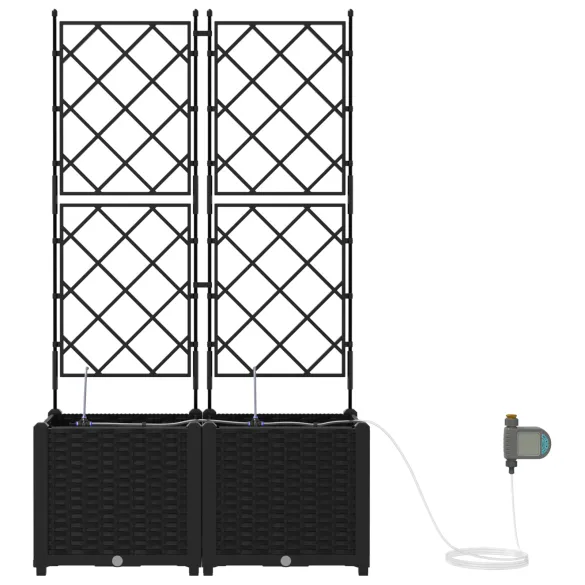 Jardiniere cu Sistem Irigare Automată - 2 bucăți Negru