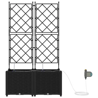 Jardiniere cu Sistem Irigare Automată - 2 bucăți Negru