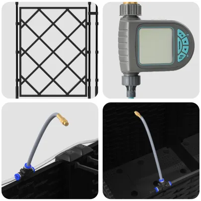 Jardiniere cu Sistem Irigare Automată - 2 bucăți Negru