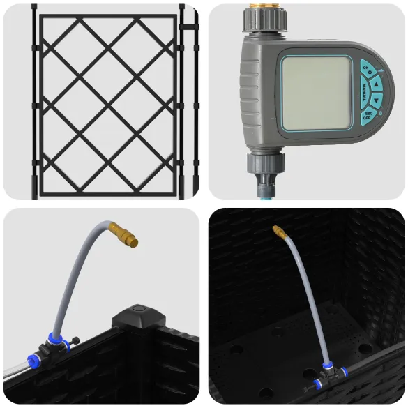 Jardiniera cu Sistem Irigație Neagră | Livrare Gratuită