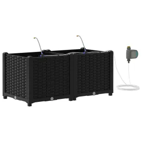 Jardiniere cu Sistem Irigare 2 buc - Negru | Livrare Gratuită 2