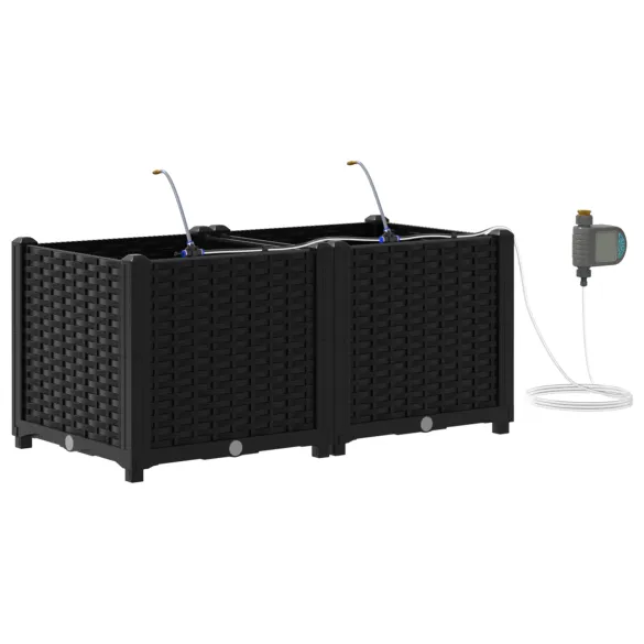 Jardiniere cu Sistem Irigare 2 buc - Negru | Livrare Gratuită