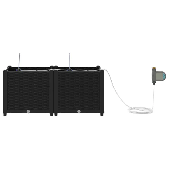 Jardiniere cu Sistem Irigare 2 buc - Negru | Livrare Gratuită