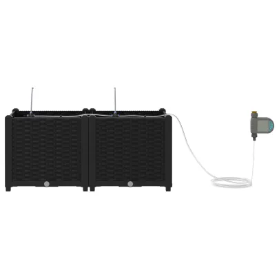 Jardiniere cu Sistem Irigare 2 buc - Negru | Livrare Gratuită