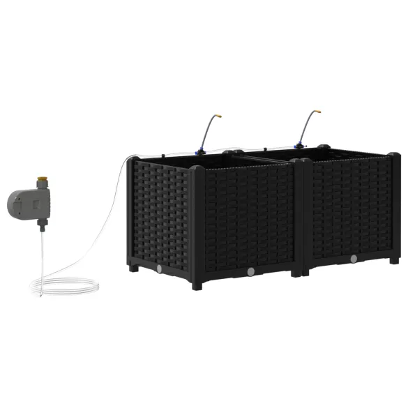 Jardiniere cu Sistem Irigare 2 buc - Negru | Livrare Gratuită