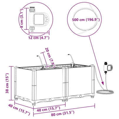 Jardiniere cu Sistem Irigare 2 buc - Negru | Livrare Gratuită
